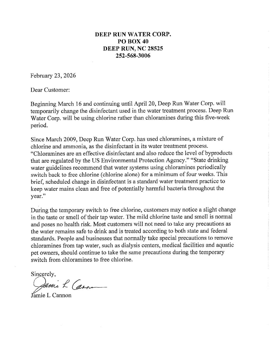 2026 Chloramine Conversion Notice